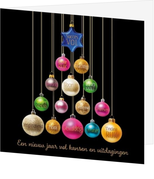 Mix & Match Kerstkaart - Kleurige kerstballen