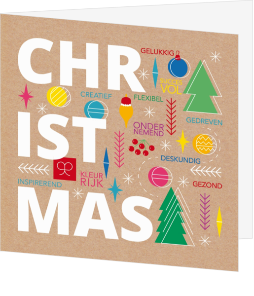 Mix & Match Kerstkaart - Christmas op kraft