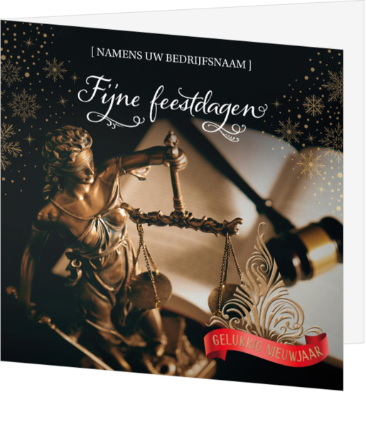 Mix & Match Kerstkaart - Bronzen Vrouwe Justitia beeld