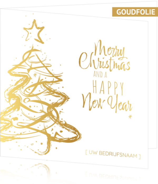 Mix & Match Kerstkaart - Vrolijke Gouden Kerstboom